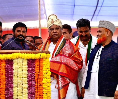 Congress President Mallikarjun Kharge During A Public Meeting