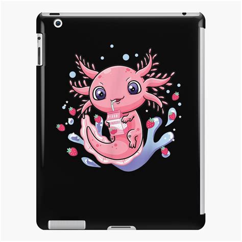 Kawaii Axolotl Strawberry Milkshake Carton Japanese Anime Ipad Case