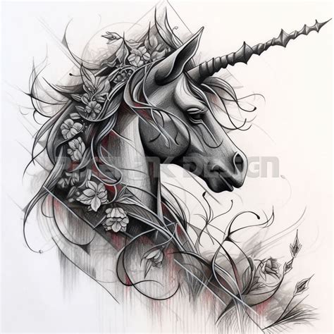 Unicorn Tattoo Design Download High Resolution Digital Art PNG ...