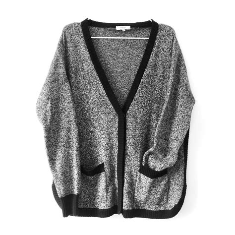 Grey And Black 100 Merino Wool Cardigan From Depop