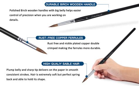 Professional Sable Watercolor Brushes Fuumuui Superior Sable