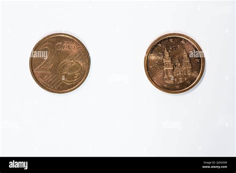 Euro Two Cent Coin In Detail With White Background Stock Photo Alamy