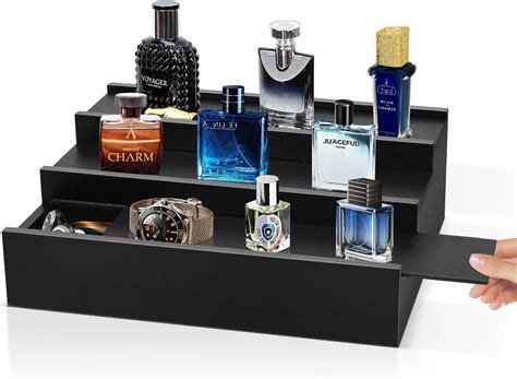 Amazon Wooden Cologne Organizer For Men 3 Tier Elevated Perfume