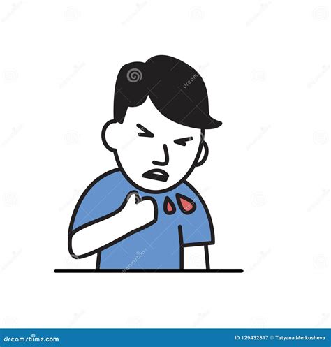 Young Guy Coughing Blood. Flat Vector Illustration. Isolated on White ...