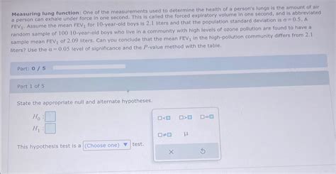 Solved Measuring Lung Function One Of The Measurements Used Chegg