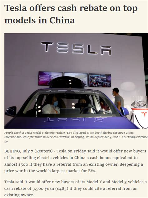 Woodland On Twitter Tesla Offers Cash Rebate In China A Cash Bonus