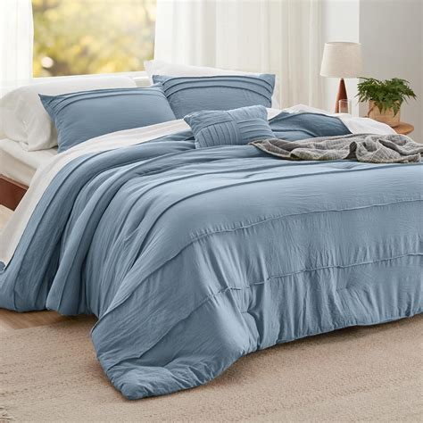 Cozy Comfort Light Blue Twin Comforter Set 3 Pieces Pinch Pleat Bed Set Down Alternative