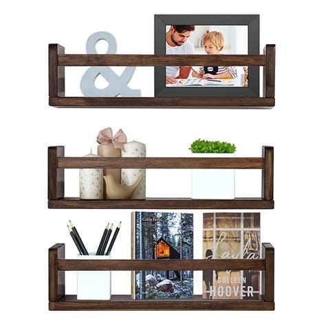 "Esonal 3-Shelf Wooden Bookshelf, 16"" Wall-Mounted Organizer, Deep ...