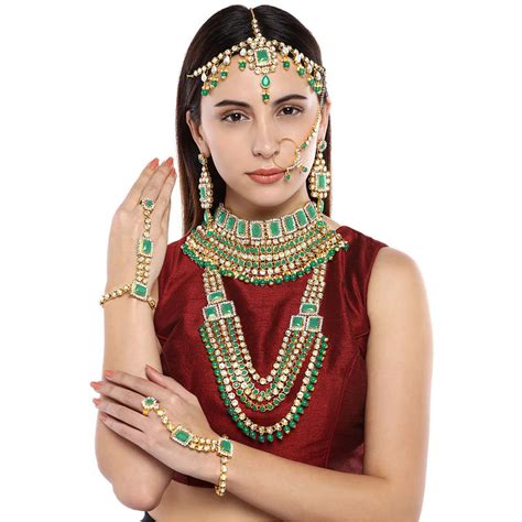 Peora Traditional Gold Plated Kundan Dulhan Bridal Jewellery Set