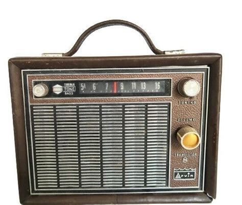 Vintage Arvin Transistor Lunch Box Radio Model Brown Leather Parts Or