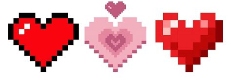 Set of pixel art heart icons. Vector 8-bit retro style illustration ...