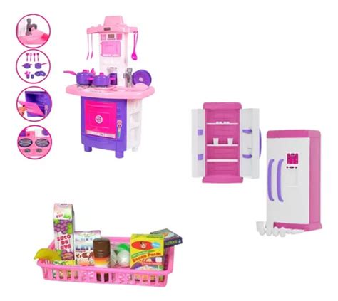 Kit Cozinha Infantil Completa Rosa Fog O Pia E Geladeira Nf Frete Gr Tis