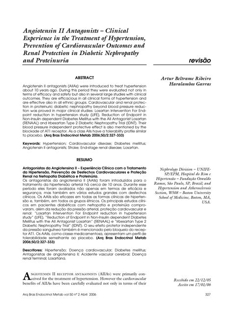 (PDF) Angiotensin II antagonists - Clinical experience in the treatment ...