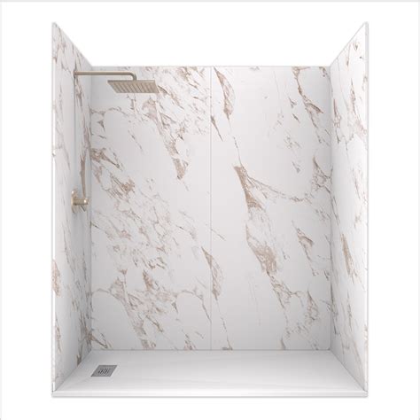 Castico 72l X 36w X 84h Inch Solid Composite Stone Shower Kit Caramel