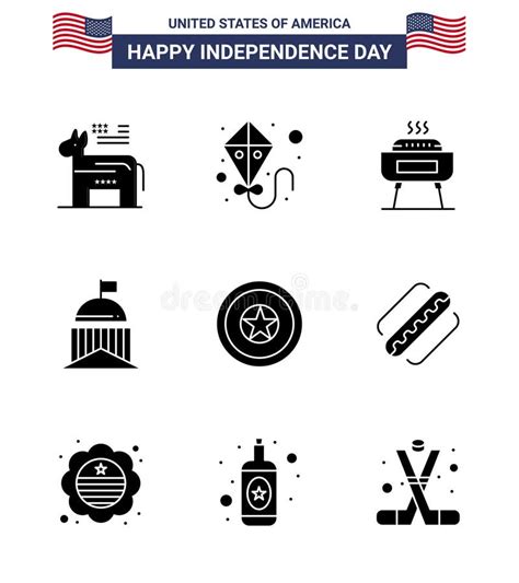 9 USA Solid Glyph Signs Independence Day Celebration Symbols of ...