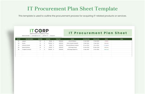 Project Procurement Plan Template in Excel, Google Sheets - Download | Template.net