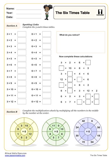 The Six Times Table Worksheet Fun And Engaging Year 4 Pdf Worksheets