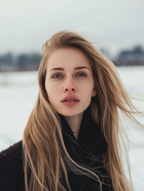 Premium Photo Blonde Woman On A Snow Mountain