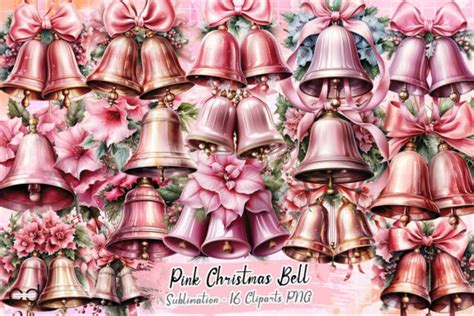 Pink Christmas Bell Sublimation Clipart Graphic By Padma Design