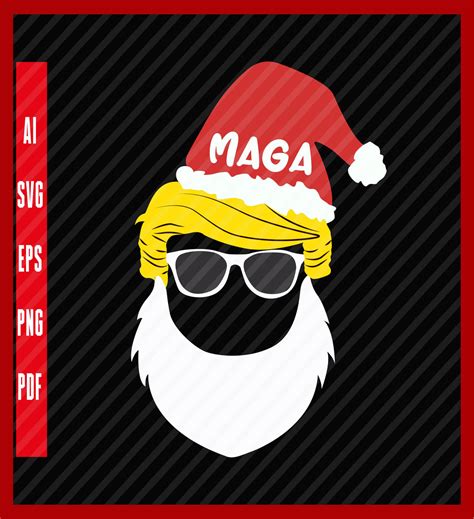 Trump Santa Shirt Maga Christmas Hat Political T Shirt Design Eps Ai