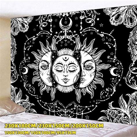 Buy 3d Sun And Moon Tapestry Wall Hanging Black And White Mysterious