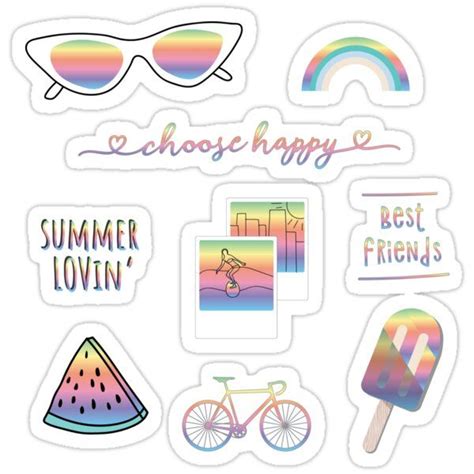 Rainbow Aesthetic Stickers Printable