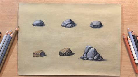 How To Draw Rocks And Stones Landscape In Colored Pencil YouTube