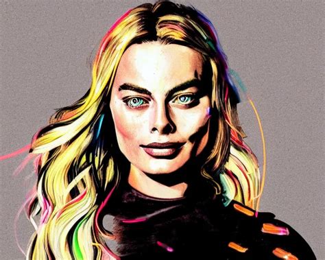 Neon Art Of Margot Robbie Hyper Detailed Award Stable Diffusion