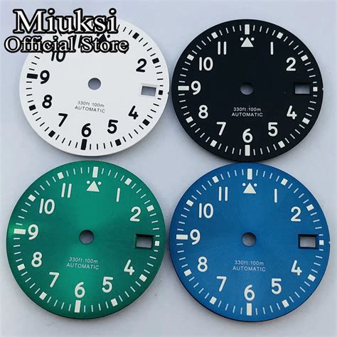 Miuksi Mm Black Blue Green White Sterile Watch Dial Luminous Fit Nh