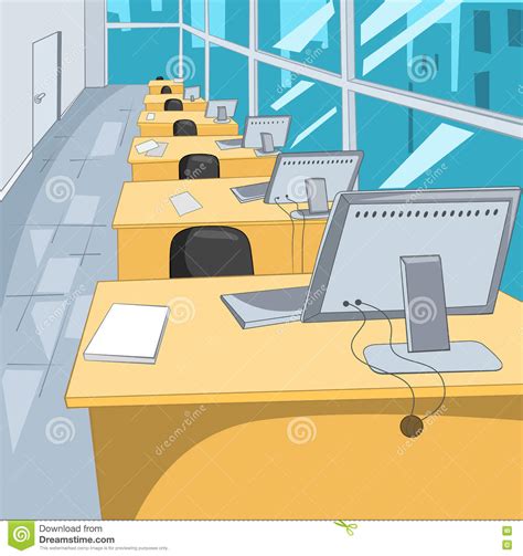 Cartoon Background Of Workplace At Office. Stock Image | CartoonDealer ...