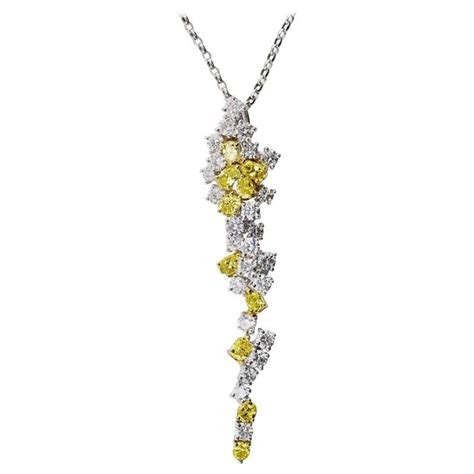 Fancy Yellow And White Diamond Platinum Pendant Necklace For Sale At 1stdibs