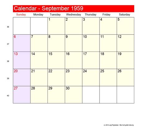 September 1959 - Roman Catholic Saints Calendar