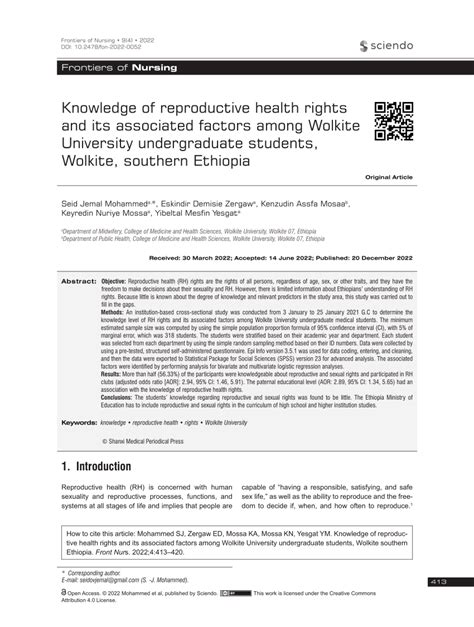 (PDF) Knowledge of reproductive health rights and its associated ...