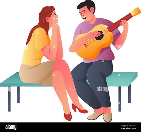 Intimate Guitar Serenade Vector Illustration Stock Vector Image And Art