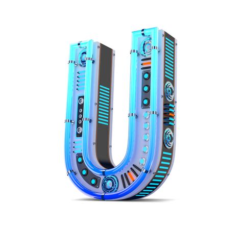 D Alphabet With Blue Neon And Neon Light Effect Png