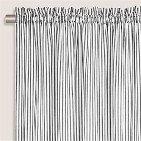 Cackleberry Home Black And White Ticking Stripe Woven Cotton Panel Curtains 54 Inches W X 63