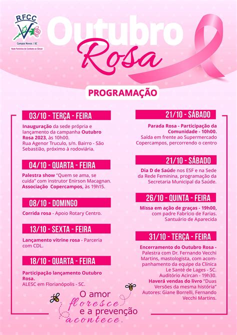 RFCC divulga Programação do Outubro Rosa Jornal O Celeiro