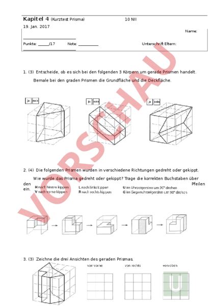 Arbeitsblatt K Prisma Geometrie K Rper Figuren