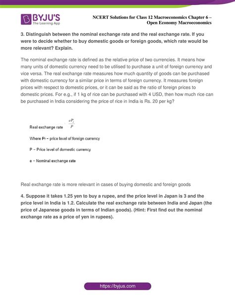 Ncert Solution For Class 12 Economics Chapter 6 Open Economy Macroeconomics Download Pdf