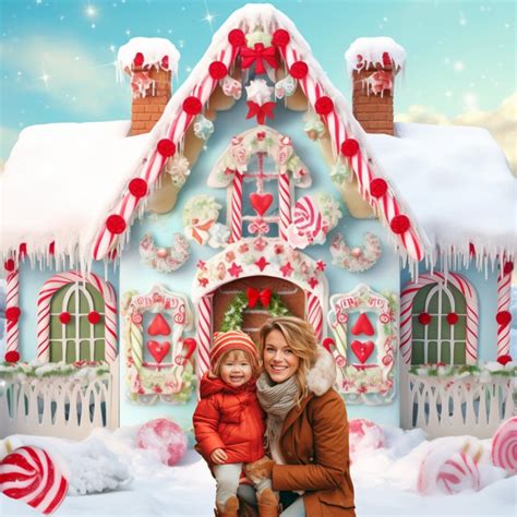 20 Image Christmas Gingerbread Candy House Digital Backdrop Photo