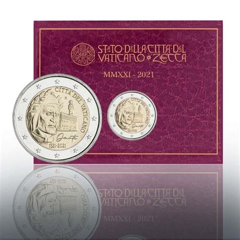 Pièce de monnaie 2 euro commémorative Vatican 2021 BU Dante Alighieri