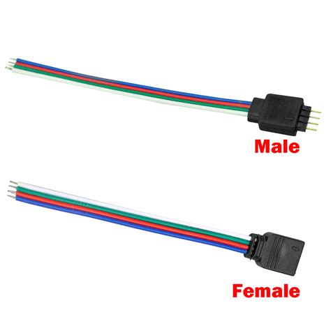 Bulk 4 Pin Femalemale Rgb Connectors Wire Cable For 5050 Smd Led Strip