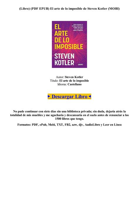 Descargar Libro El Arte De Lo Imposible De Steven Kotler Azw3 Pdf