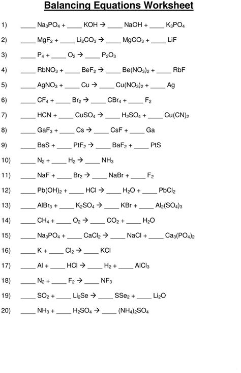 Balancing Chemical Equations Worksheet 24 Pro Worksheet