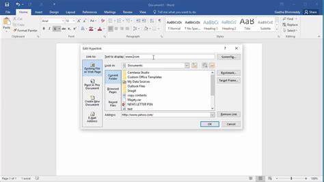 How To Follow A Hyperlink In A Document In Word 2016 Youtube