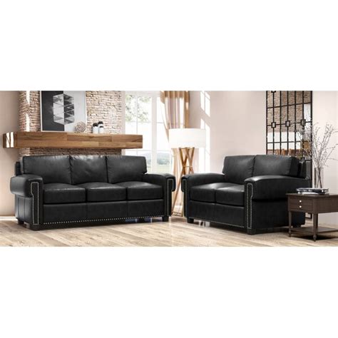 Westland And Birch Sioux 2 Piece Leather Living Room Set Wayfair Canada