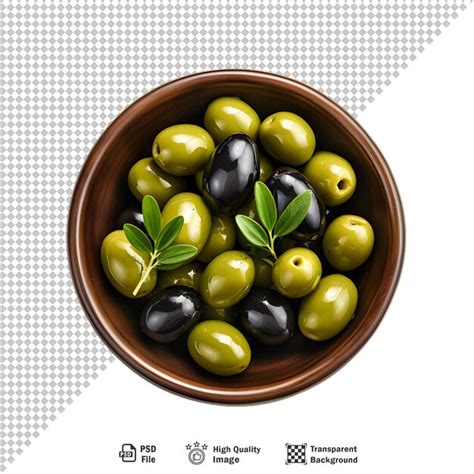 Premium Psd Glass Bowl Of Pickled Olives Isolated On Transparent