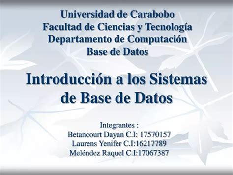 PPT Introducción a los Sistemas de Base de Datos PowerPoint