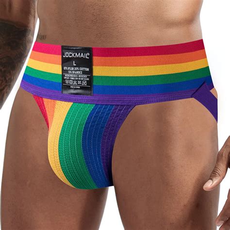 Sous V Tements Sexy Pour Hommes Culottes En Coton Tongs Arc En Ciel Cale Ons Gay