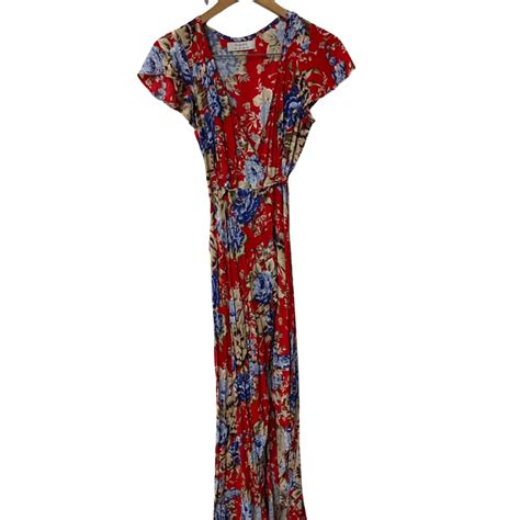 Auguste The Label Womens Size 6 Maxi Wrap Dress Floral Red